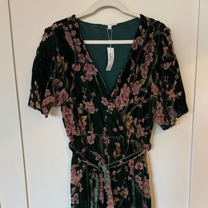 Baltic Born Green and Pink Floral Maxi Dress with pockets